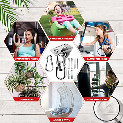 Heavy Duty Swing Hanger Hook 360°Rotate Hanging Chair Hook Ceiling Hook for Hammock Swing with Bolts Screws Stainless Steel Hammock Chair Hanging