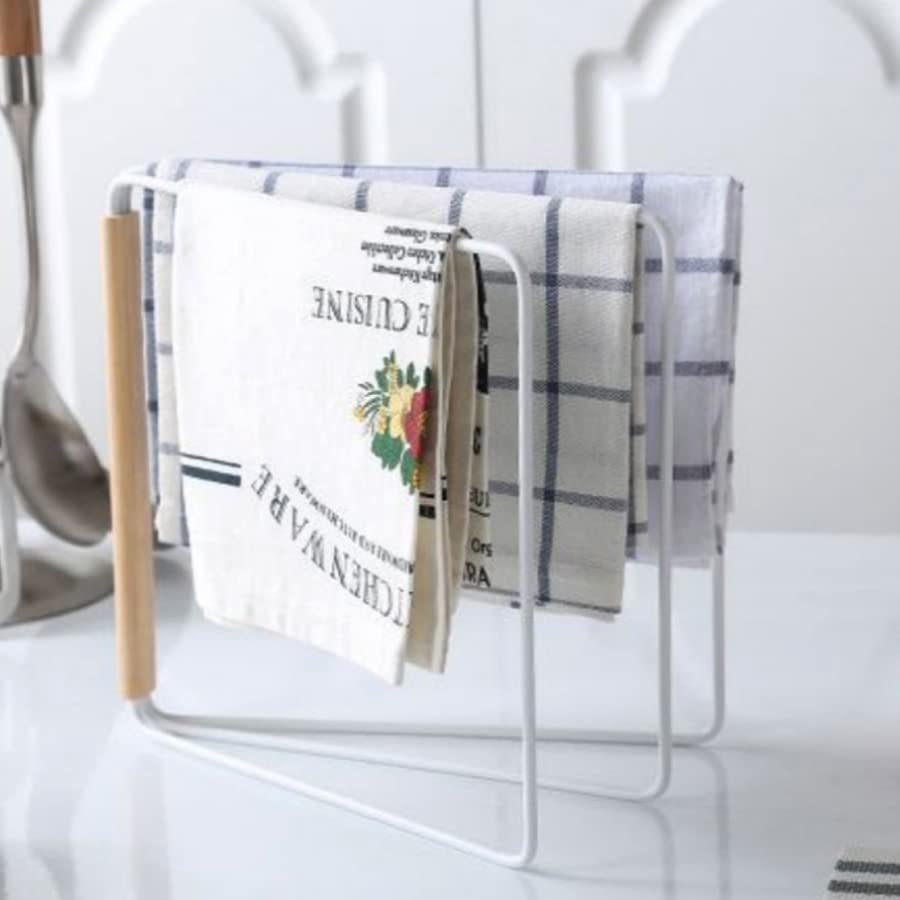 ARFUKA Hand Towel Holder Standing Fodable Towel Rack Headband Holder 3 Tier Tower Bar for Bathroom Kitchen Vanity Countertop White