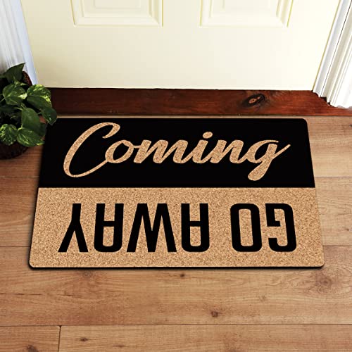 MjiejieM Funny Doormats Coming Go Away Indoor Floor Welcome Mat for Entrance Way Rubber Back for Front Door Indoor Outdoor Cute Rugs 23.6"(L) x 1