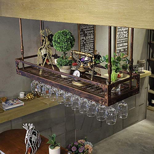NEOCHY Wine Rack Hanging Ceiling Floating Hanging Living Room Kitchen Decoration Modern Wall-Mounted Wine Bottle Rack Glassware Rack Ceiling
