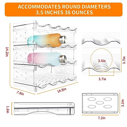 clbutge Water Bottle Organizer for Cabinet, 4 Pack Stackable Water Bottle Storage Rack, Kitchen Pantry Organization and Storage Shelf, Wine Drink