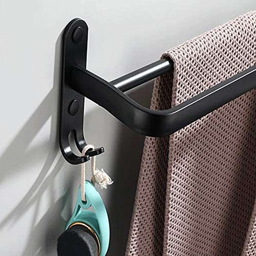 RSOCHS Towel Rack Wall-mounted Towel Rack, Bathroom Aluminum Black Towel Rail Track Matte Black Towel Rack