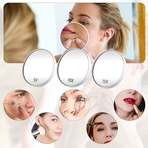 GZGXKJ 7 Pcs Magnifying Makeup Mirror with Suction Cups 5X 10X 15X Compact Travel Magnify Mirror with Black Head Remove Kit for Blackhead Blemish