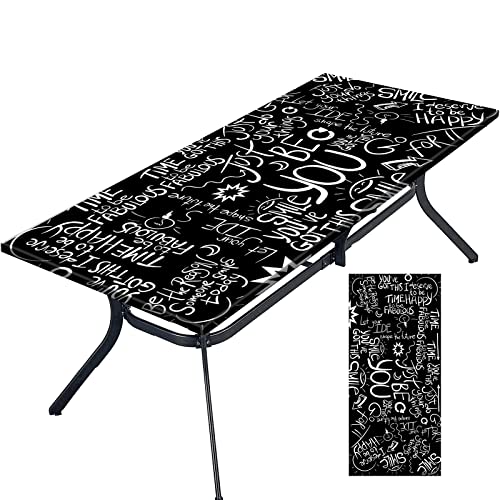 Tablecloth for Folding Table, boho Picnic Table Cover, Waterproof Fitted Table Covers for 6 Foot Tables, Elastic Rim Plastic Table Cover for Picn