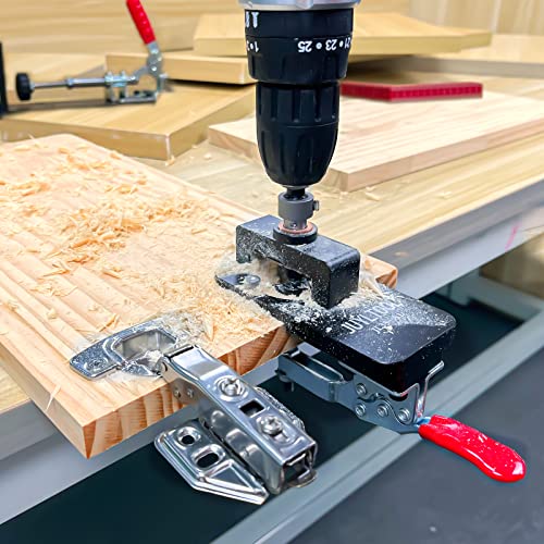 JUYLTOOL 35MM Cabinet Hinge Jig Drilling Hole Puncher,Concealed Hinge Jig Accurate Locking Woodworking Dowel Jig Drill Guide Locator for Cabinets