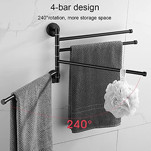 HIGOH Towel Rack Towel Rack Household Bathroom Activity Towel Bar,Stainless Steel Rotating Towel Rack,Bathroom Washing Rack Folding Three Rod Tow