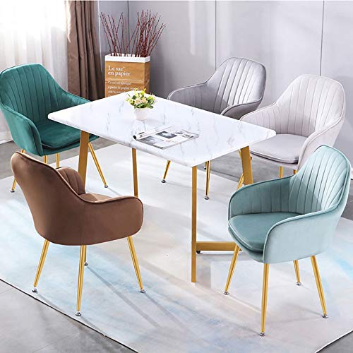 Modern Kitchen Dining Room Chairs Living Room Kitchen Velvet Dining Chairs With Arms Rest Back Support Golden Metal Legs (Color : Dark grey)
