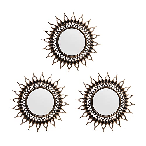 OIGUMR 3 Pack Black Mirror for Wall Small Mirrors Decorative Mirrors Round Mirrors Wall Decor 9.9x9.9 inch (01 Black)