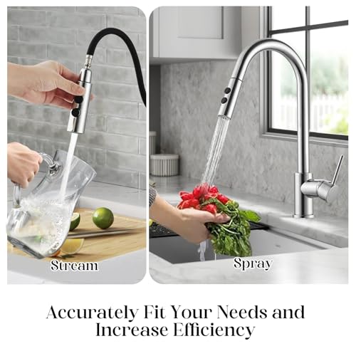 Hapilife Pull Out Kitchen Sink Mixer Tap High Arc Monobloc Kitchen Tap Pull Down Mixers Kitchen Taps with Dual Spray Mode Single Handle Single Le