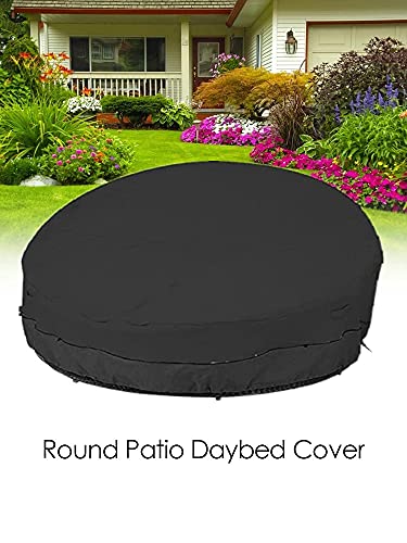 Outdoor Daybed Cover 420D Waterproof Patio Round Daybed Cover Garden Rattan Furniture Cover Breathable Oxford Fabric Outdoor Daybed Sofa Protecti