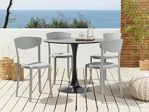 Modern Set of 4 Garden Dining Chairs Lightweight Plastic Light Grey Resistant Vieste