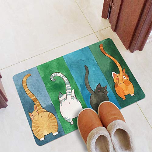 Mokernali Welcome Mats for Front Door, Funny Cat Doormat Mat with Non-Slip Backing Indoor Outdoor for Bathroom, Bedroom, Kitchen(40 * 60cm)