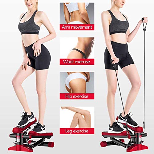 LLRYN Fitness Mini Stepper with Band, Household Gym Hydraulic Mute Stepper Multi-Function Pedal Indoor Sports Stepper Legs