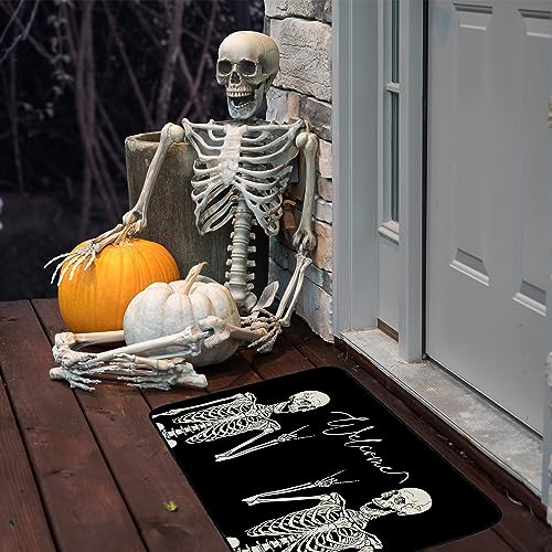 SANHUDSD Halloween Door Mat Horror Skull Welcome Mat Scary Entry Rug Non-Slip Welcome Door Mat Indoor Outdoor Entrance Rug Halloween Party Decor