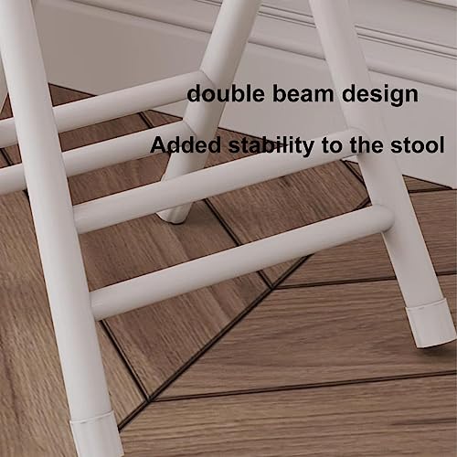 Folding Stool Metal Padded, Space Saving High Round Stool, Stackable Dining Chair Simple Portable Small Bench, For Breakfast, Office Stool, Foldi