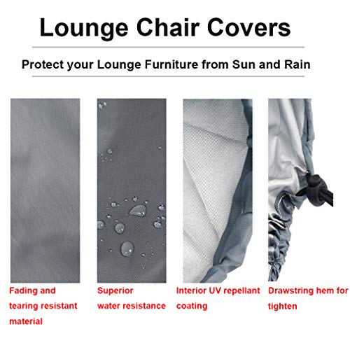 Silvotek Outdoor Lounge Covers - Waterproof Lounge Chair Covers with Durable 210D Material,Premium Chaise Chair Cover