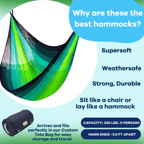 Handwoven Hanging Chair by Yellow Leaf Hammocks - Fits 1 Person, 330lb Max - Kick Back for Full-Body Recline - Weathersafe, Ultra Soft, Hang Anyw