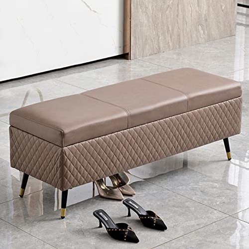 Storage Ottoman Bench,Luxurious Storage Bench End Of Bed Bench,Leather Upholstered Bench With Storage,Pink,80X40X45Cm(31X16X18Inch)