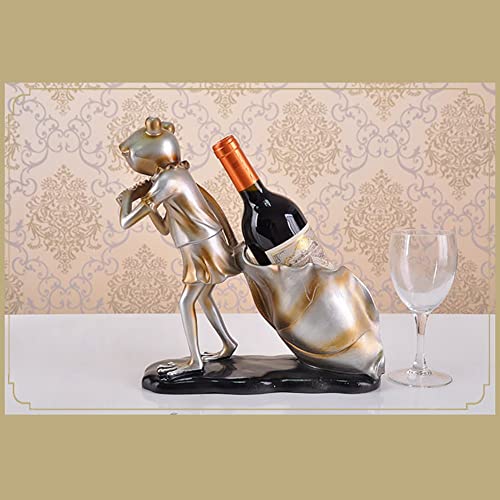 DISHENGZHEN Wine Rack Nice Restaurant Decor Resin Crafts, Cart Frogfigurine Shaped Wine Bottle Holder, Wine Rack shelf Resin Sculpture Practical