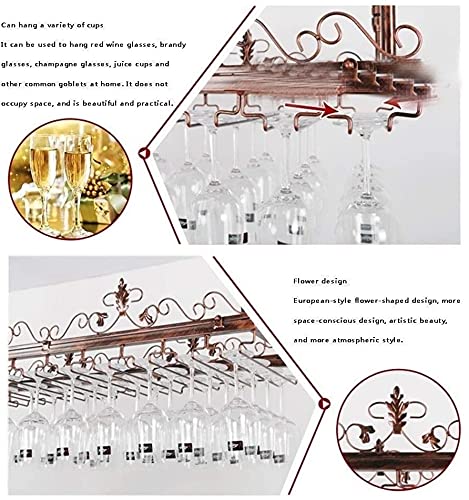 SUCHETA Hanging Wine Rack with Glass Holder and Shelf, European Upside Down Wine Glass Rack Hanging, Bar Wine Glass Rack Wine Glass Rack, Bar Win