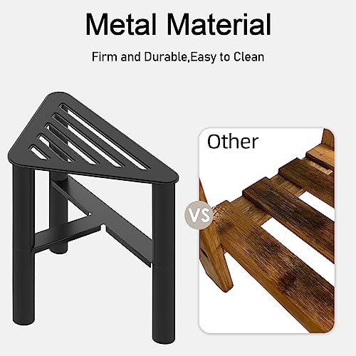 DOKU Metal Corner Shower Bench Stool, Waterproof Shower Stool for Inside Shower, Shower Foot Rest Bench, Bathroom Bench Seat Shower Stool for Sha
