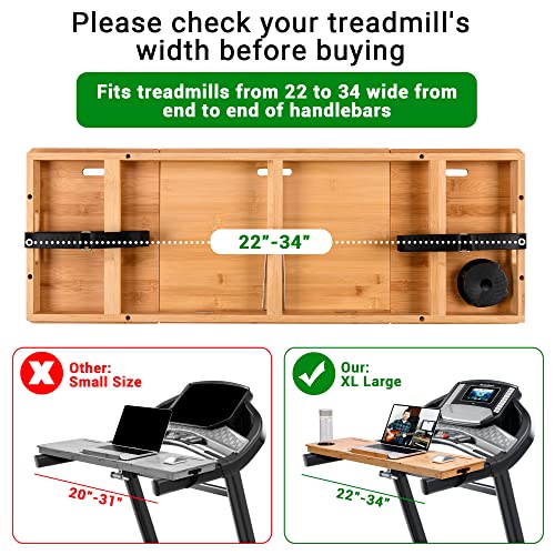 JOSHMAR Treadmill Laptop Desk – Premium Walking Desk Connected with Riser, Cup and Phone Holder. Adjustable Ergonomic Bamboo Treadmill Laptop Hol