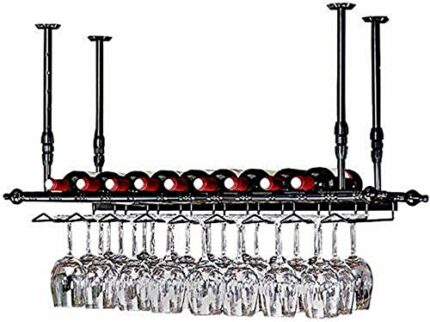 Wine Racks,Wine Lovers/Wall-Mounted Wine Rack with Bottle & Glass Holder/Metal Hanging Wine Glass Rack/Hanging Wine Holder/Wall Mount Wine Rack/W