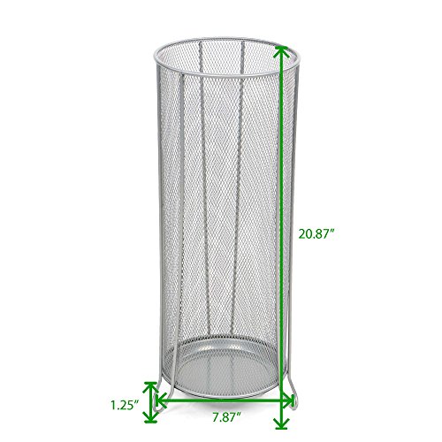 Mind Reader Umbrella Stand Rack Holder for Canes, Walking Sticks, Home and Office, Silver - UMBHMESH-SIL