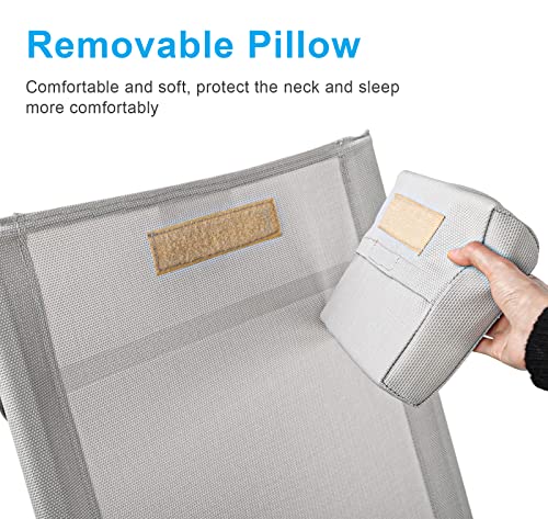 Stream Garden Rocking Chair, Outdoor Zero Gravity Rocker Sun Lounger Chair with Removable Pillow, Heavy Duty Textilene Patio Chaise Lounge Chair