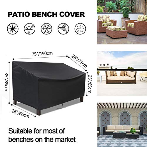 Onlyme Garden Bench Cover, 4 Seater Garden Furniture Covers for Outdoor Sofa Waterproof Patio Bench Seat Cover - 190x66x89cm