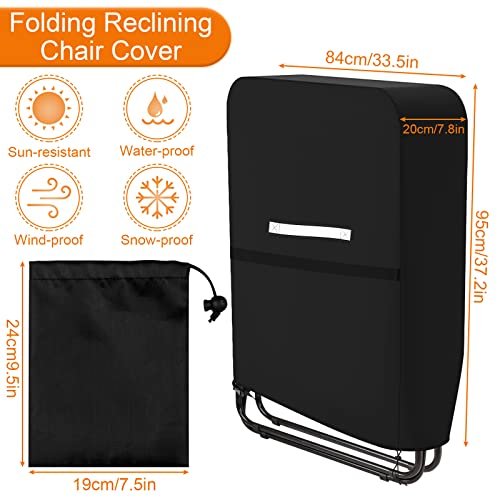 Garden Folding Reclining Chair Cover, Patio Reclining Chair Cover 210D Oxford Fabric Waterproof Dustproof and UV Resistant, Anti Gravity Chair Co
