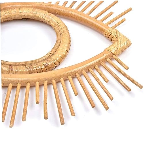 Rattan Mirror Frame Rattan Wall Mirror Frame Wall Hanging Decoration Eye Art Decor Pendant For Living Room Bedroom