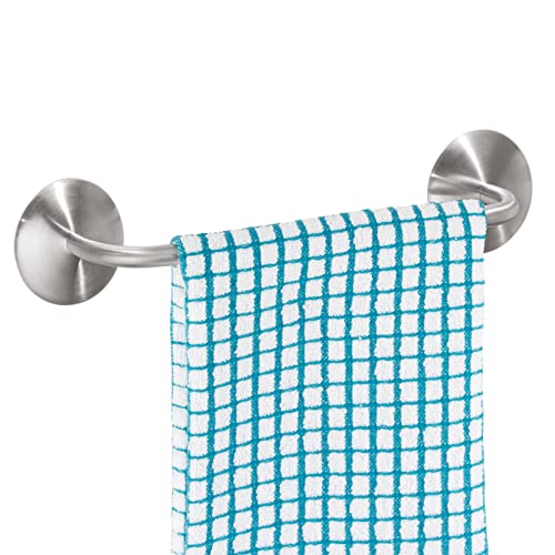mDesign Self-Adhesive Kitchen Towel Rail - Set of 2 - Durable Stainless Steel Dish Cloth and Towel Rack - Stick-On Towel Holders for the Kitchen
