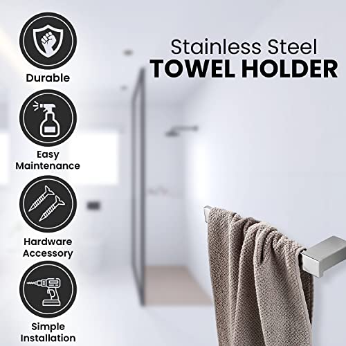 EXCELLING UK Elegant Functional Towel Holder, Sleek Bathroom Accessory - Bath Towel Rail Wall Mounted - Easily Installed & Keeps Towels Organized