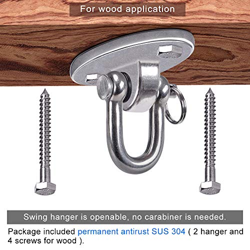 SELEWARE 2 Pieces 900KG Capacity Stainless Steel 180° Swing Hangers, Heavy Duty Swing Hooks for Concrete Ceiling Wooden, Hanging Hardware for Por