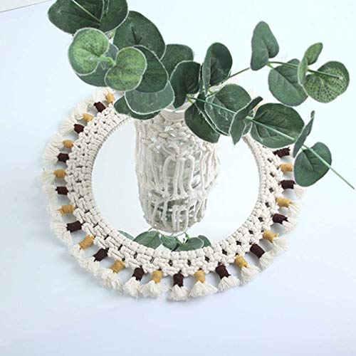 QUANJJ Wall-mounted Nordic Decorative Round Hanging Cosmetic Makeup Shaving Glass Home Decor for Salon Bathroom Countertop Vanity (Silver)