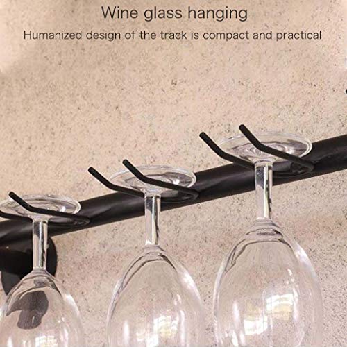 EYLINK Wine Rack Wall-Mounted Metal Wine Glass Rack Pipe Hanging Bottle Holder Wooden Floating Shelf Industrial Antique Decorative Display Rack W
