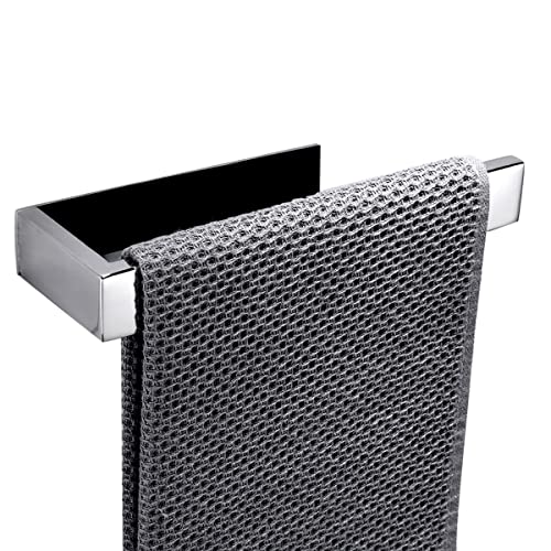 Hallyware Self Adhesive Hand Towel Holder SUS 304 Stainless Steel Towel Ring with No Drilling for Bathroom and Kitchen,Matt Black