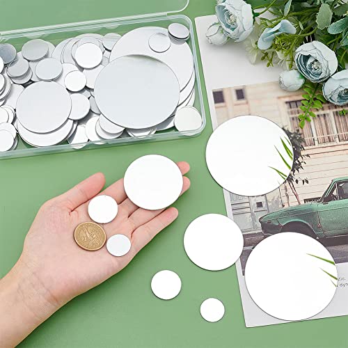 PH PandaHall 100pcs Round Mirror Tiles, 4 Sizes Self Adhesive Mirror 0.78 1 2 3 Inch Acrylic Craft Mirror Circles Mirror Small Mirror Pieces for