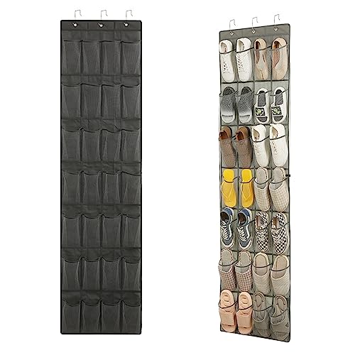 NEUSID 28 Pockets Large Pockets Over the Door Shoe Storage Organiser, Back of the Door Shoe Rack Hanging Shoe Holder for Wardrobe Door Complete w