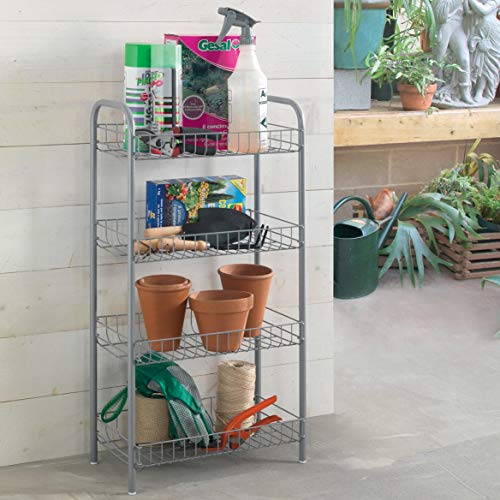 Metaltex Monaco 4-Tier Storage Rack-Multipurpose Shelf for Home Including Kitchen, Bathroom, Office and Garage-Silver, 41 x 23 x 80 Centimetres,