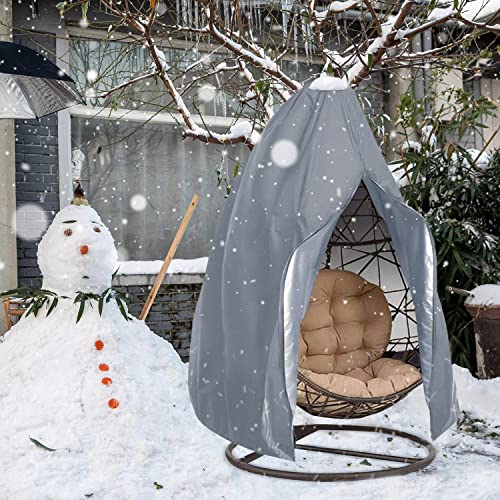 Patio Hanging Egg Chair Cover, Outdoor Waterproof Windproof Dustproof Egg Swing Chair Cover with Zipper and Drawstring 120D Oxford Veranda Garden