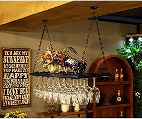 MONSEG Wall-Mounted Wine Racks, Metal Ceiling Mounted Stemware Holder Organizer Rack, Multi-Function Display Rack Storage Stand, Restaurants/Bar/
