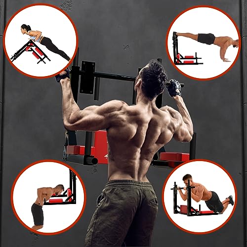 Xn8 Multifunctional Wall Mounted Pull Up Bar/Chin Up Bar- Multi Gym Grip Angles Space Saving- Instant Setup Dip Station for Targeted Muscles, Bes