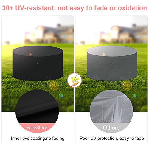 SanGlory Garden Table Covers Round Garden Furniture Cover Waterproof Circular Patio Table Cover with 4 Buckles, Windproof, UV Resistant Oxford Fa
