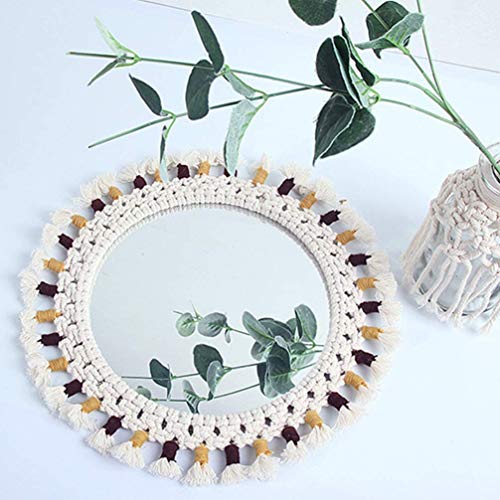 QUANJJ Wall-mounted Nordic Decorative Round Hanging Cosmetic Makeup Shaving Glass Home Decor for Salon Bathroom Countertop Vanity (Silver)