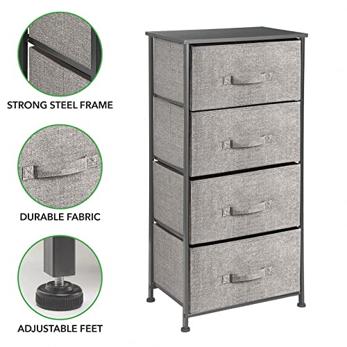 mDesign Chest of Drawers – Bedroom Drawers with 4 Drawers for Clothes, Accessories, Cosmetics – Stylish Bedroom Storage Unit – Black/Dark Grey