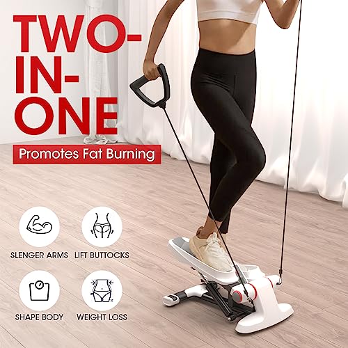 GMWD Mini Stepper, 300LBS Stair Stepper with Resistance Band, Steppers for Exercise with LCD Monitor