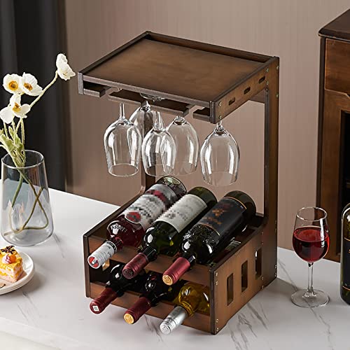 EYLINK Wooden Wall Mounted Wine Rack,Wall Wine Rack,Wine Bottle Stemware Glass Rack Wall Mounted,Wine Racks,Glass Rack,Hanging Wine Bottle Shelf