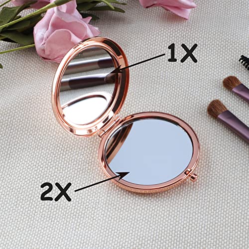 Cawnefil 60th Birthday Gifts for Women Rose Gold Compact Makeup Mirror Happy 60 Years Old Birthday Gifts for Women Turning 60th Birthday Gift for